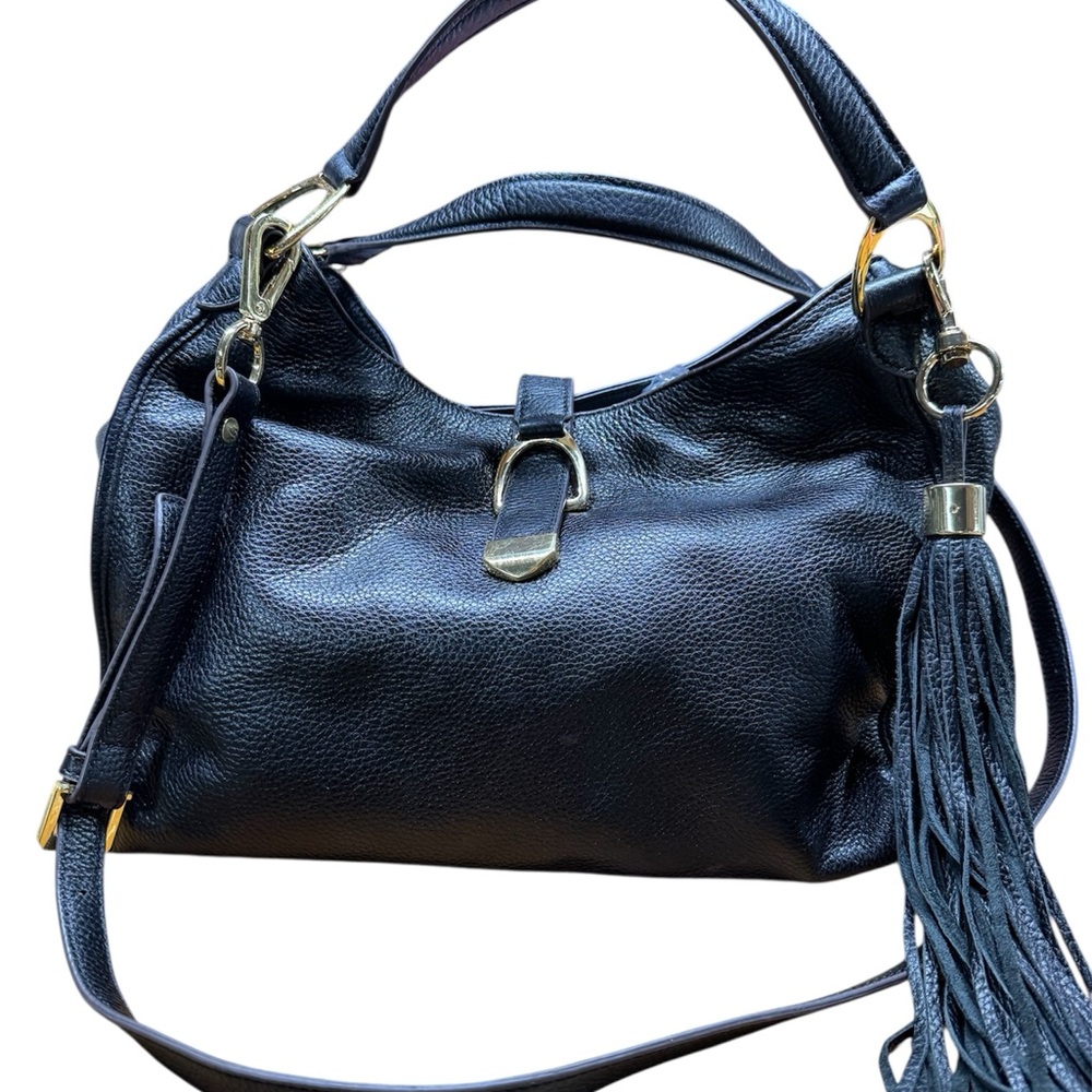 G.I.L.I  black leather slouch handbag